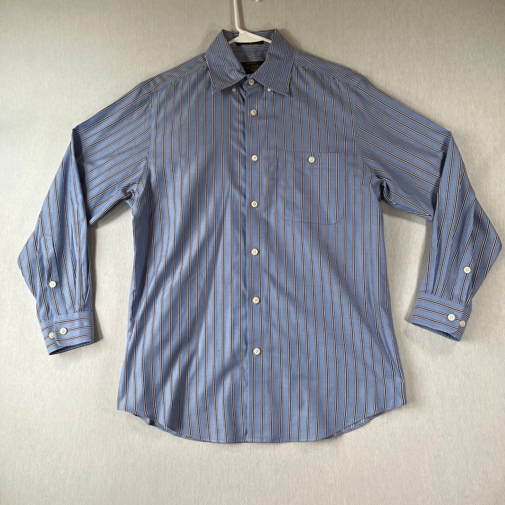 Vintage Orvis Signature Collection Shirt Men M Blue Striped Ctn Button Down 90s